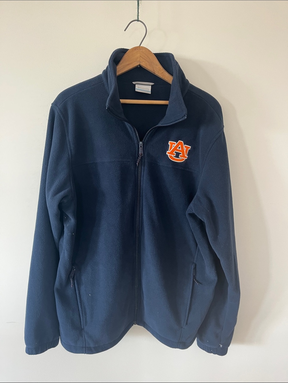 Auburn University Navy Fleece Jacket with Orange AU Logo by Columbia Sportswear
